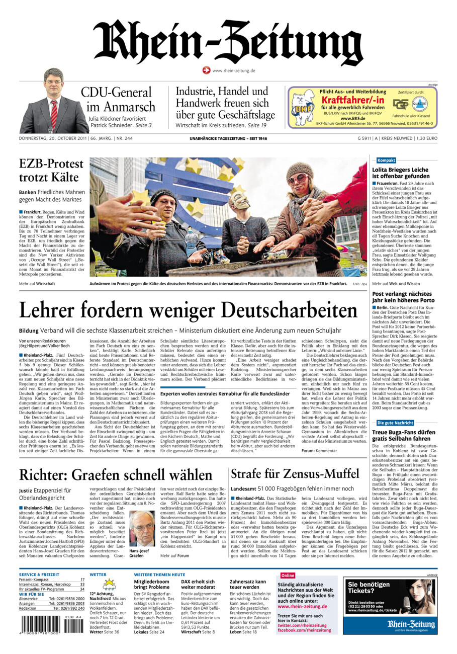 Rhein-Zeitung Kreis Neuwied vom Donnerstag, 20.10.2011