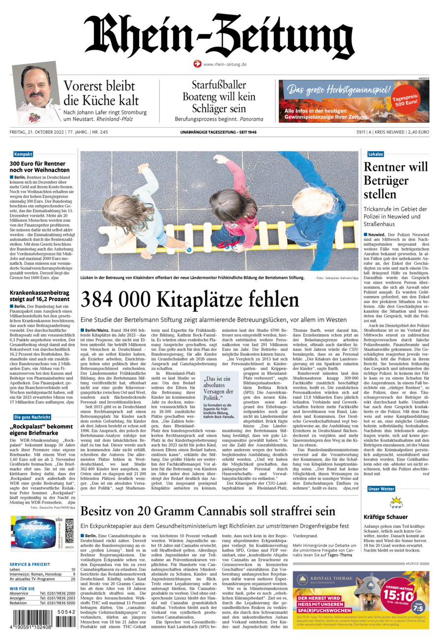 Rhein-Zeitung Kreis Neuwied vom Freitag, 21.10.2022