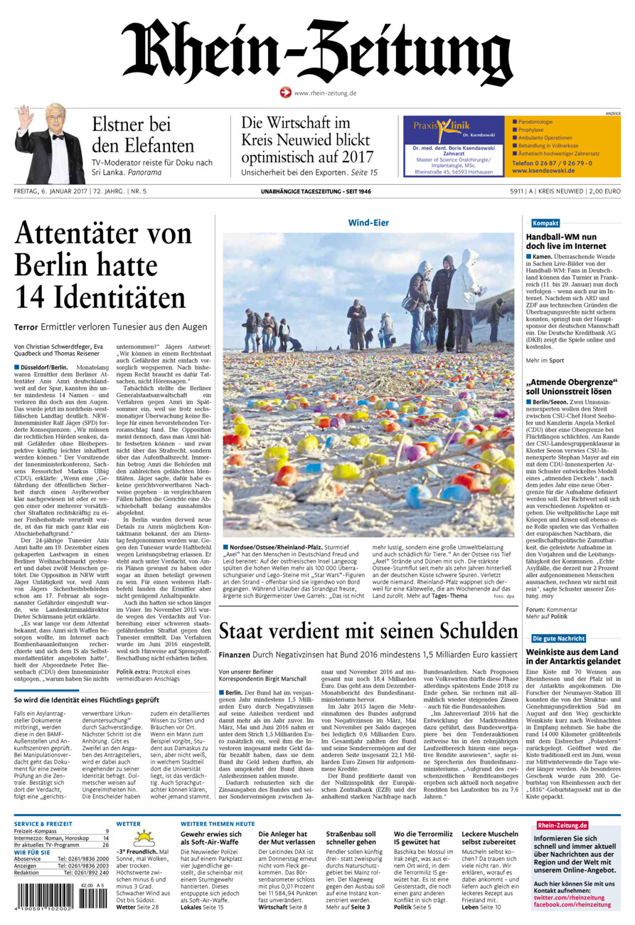 Rhein-Zeitung Kreis Neuwied vom Freitag, 06.01.2017