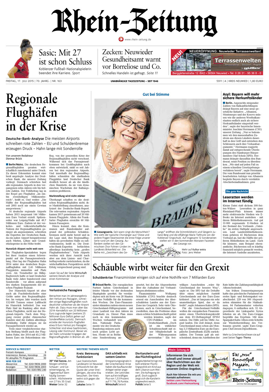 Rhein-Zeitung Kreis Neuwied vom Freitag, 17.07.2015