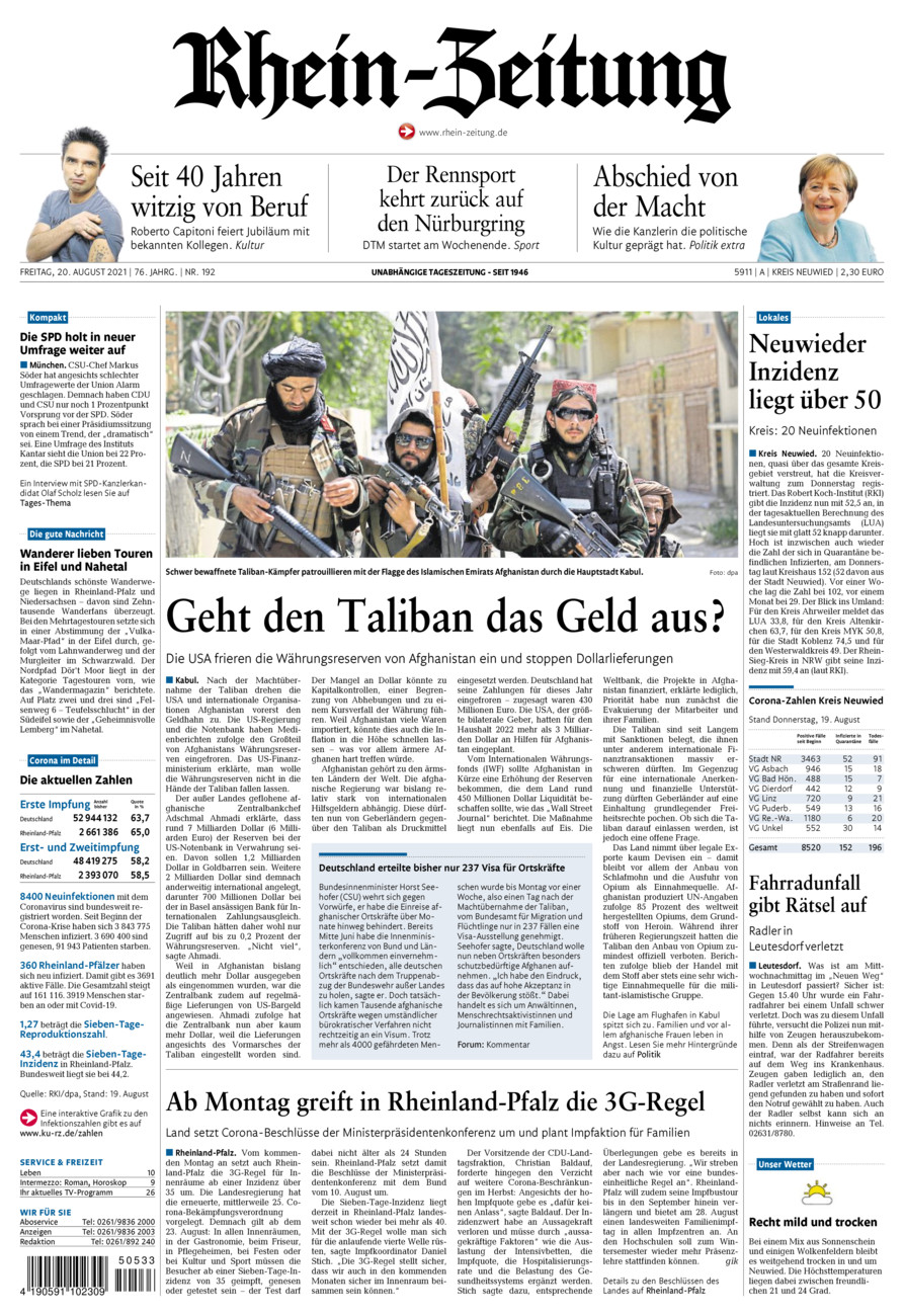 Rhein-Zeitung Kreis Neuwied vom Freitag, 20.08.2021