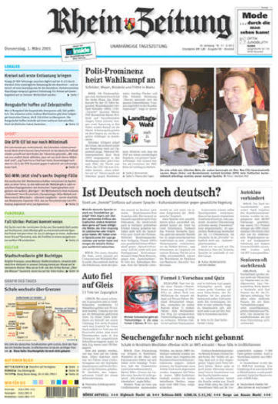 Rhein-Zeitung Kreis Neuwied vom Donnerstag, 01.03.2001
