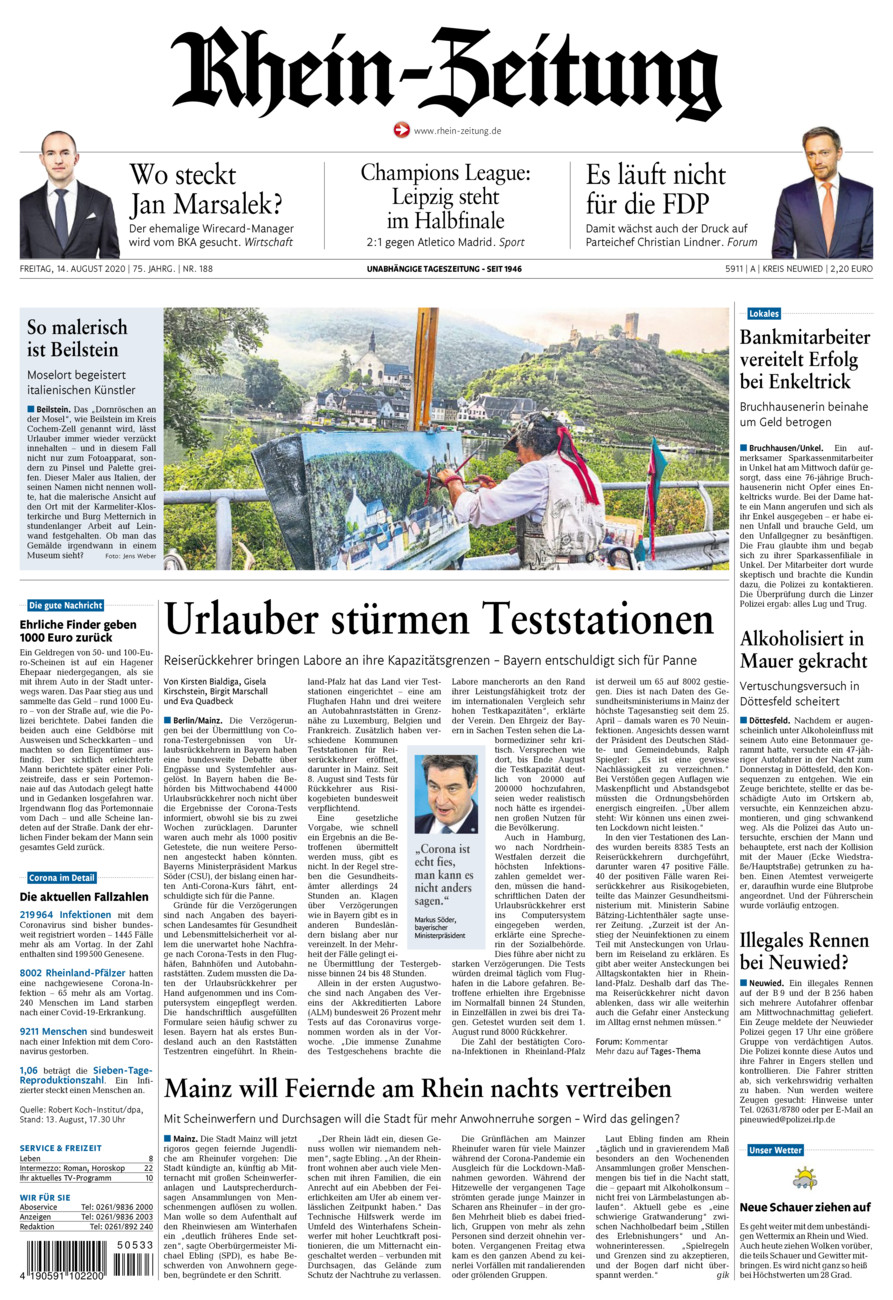 Rhein-Zeitung Kreis Neuwied vom Freitag, 14.08.2020