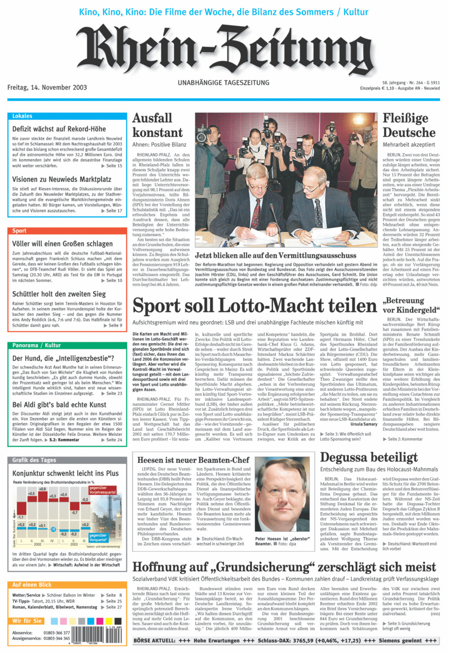 Rhein-Zeitung Kreis Neuwied vom Freitag, 14.11.2003