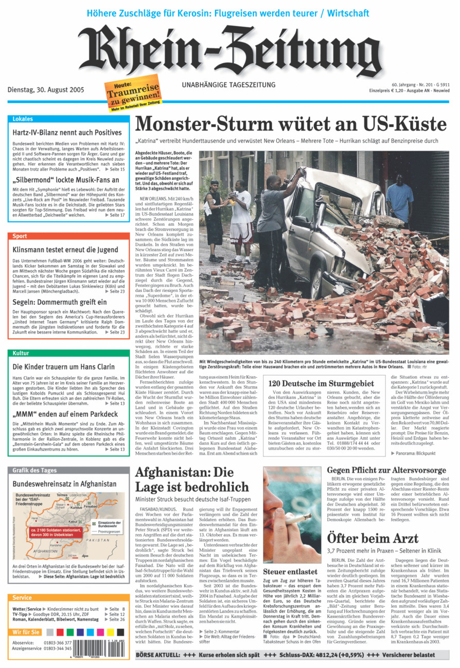 Rhein-Zeitung Kreis Neuwied vom Dienstag, 30.08.2005