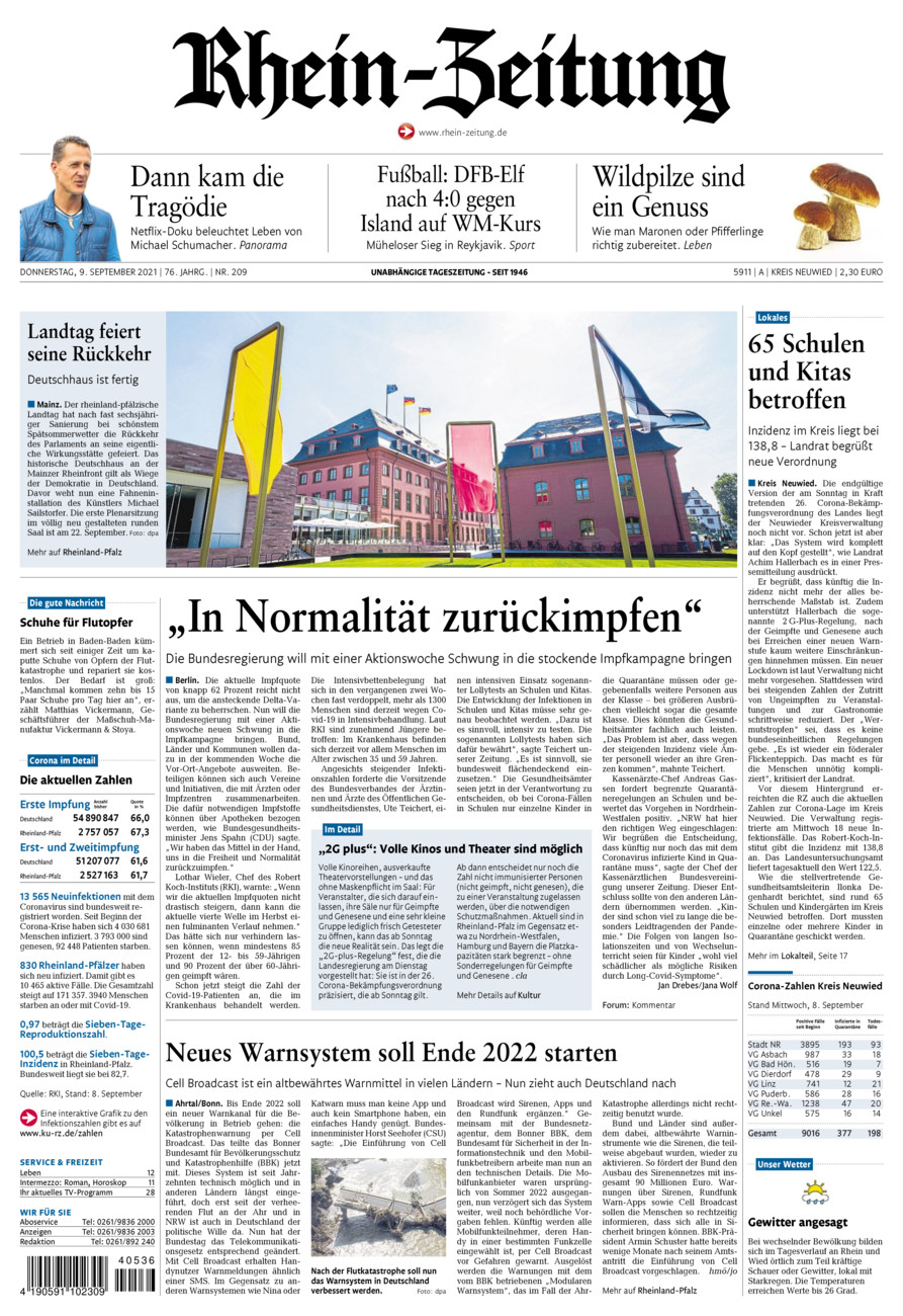 Rhein-Zeitung Kreis Neuwied vom Donnerstag, 09.09.2021