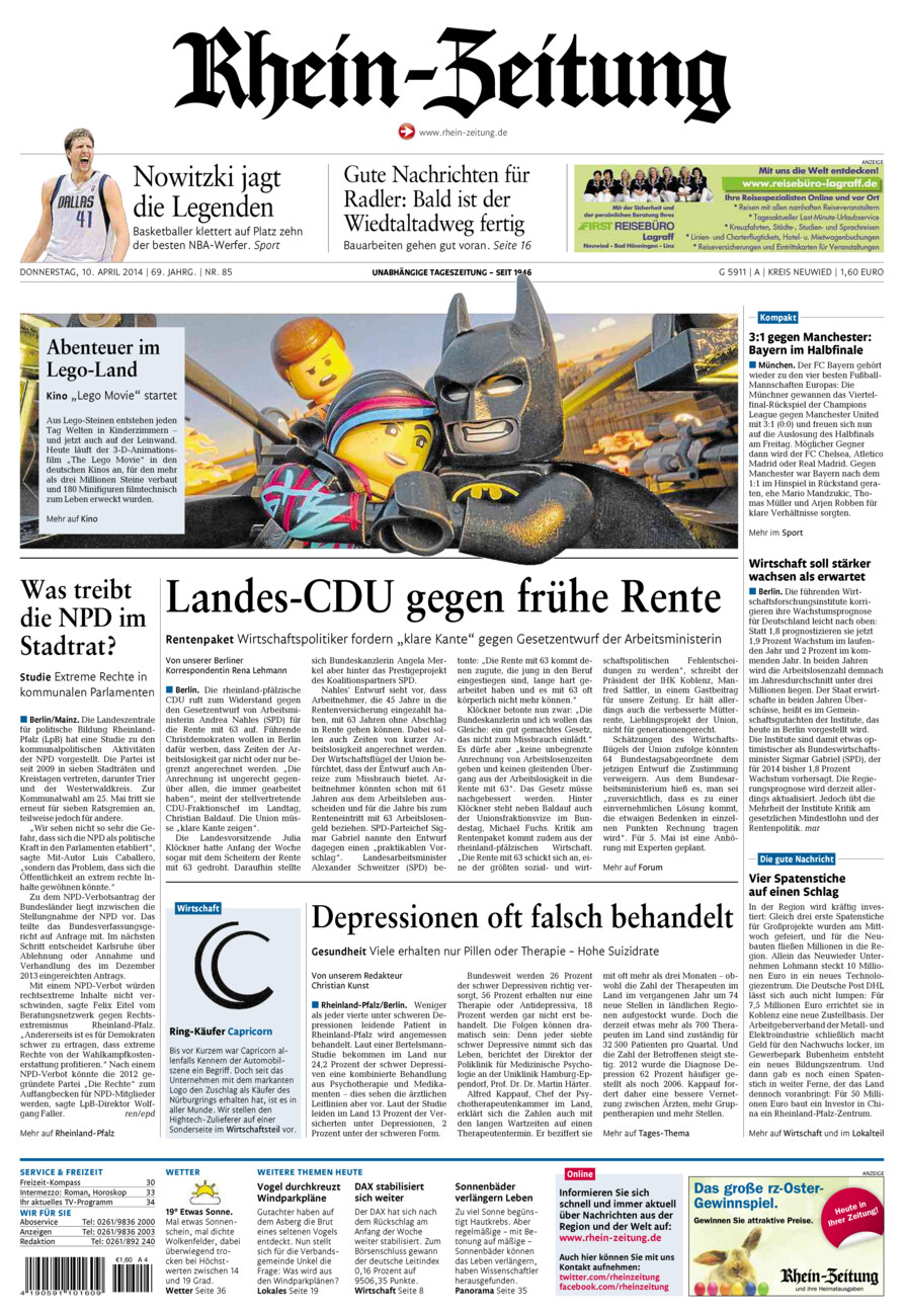 Rhein-Zeitung Kreis Neuwied vom Donnerstag, 10.04.2014