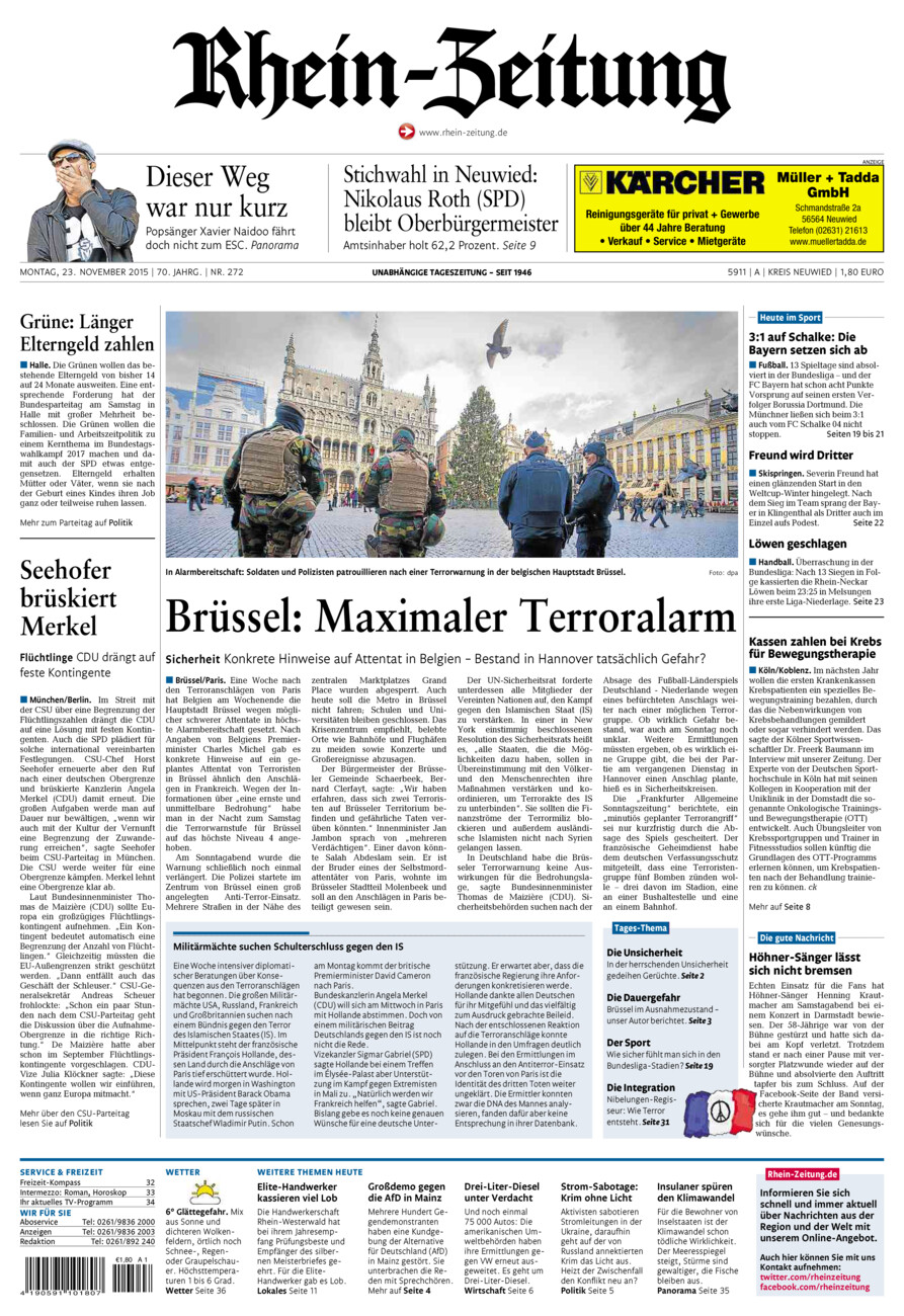 Rhein-Zeitung Kreis Neuwied vom Montag, 23.11.2015