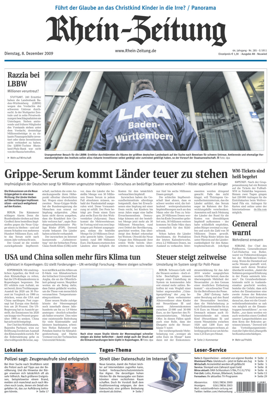 Rhein-Zeitung Kreis Neuwied vom Dienstag, 08.12.2009