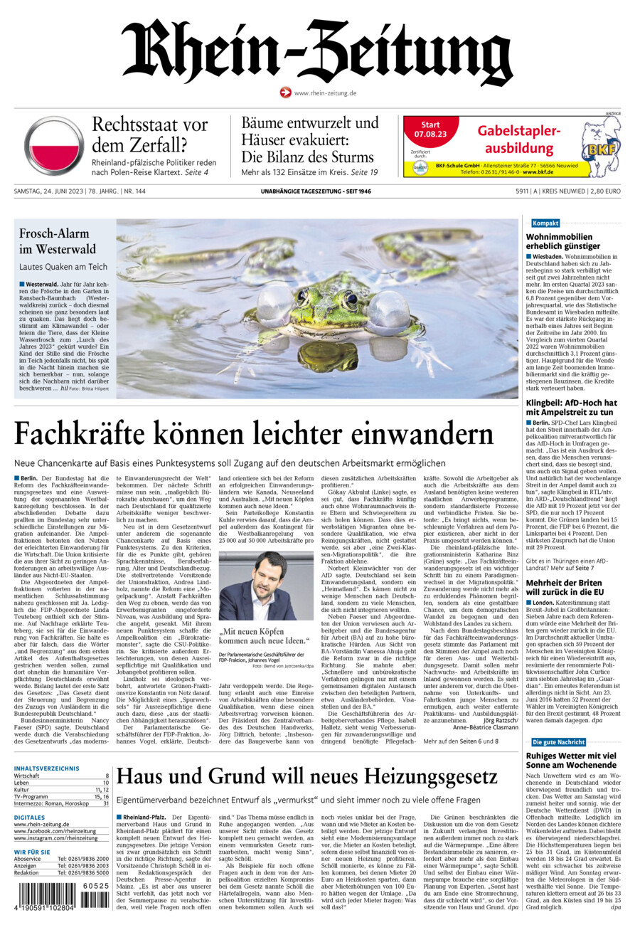Rhein-Zeitung Kreis Neuwied vom Samstag, 24.06.2023