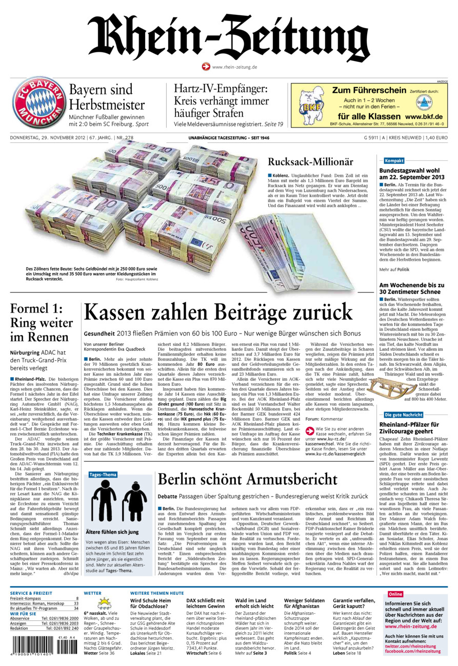 Rhein-Zeitung Kreis Neuwied vom Donnerstag, 29.11.2012