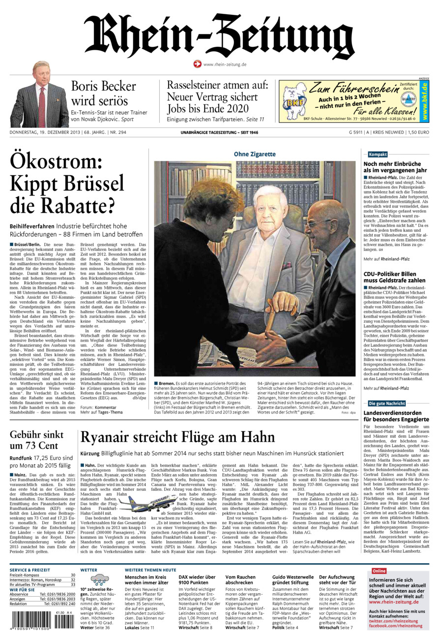 Rhein-Zeitung Kreis Neuwied vom Donnerstag, 19.12.2013