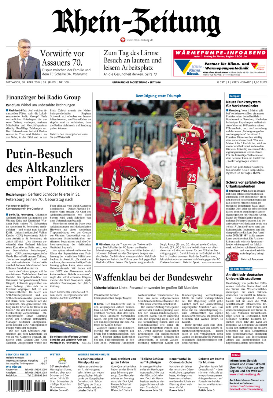 Rhein-Zeitung Kreis Neuwied vom Mittwoch, 30.04.2014
