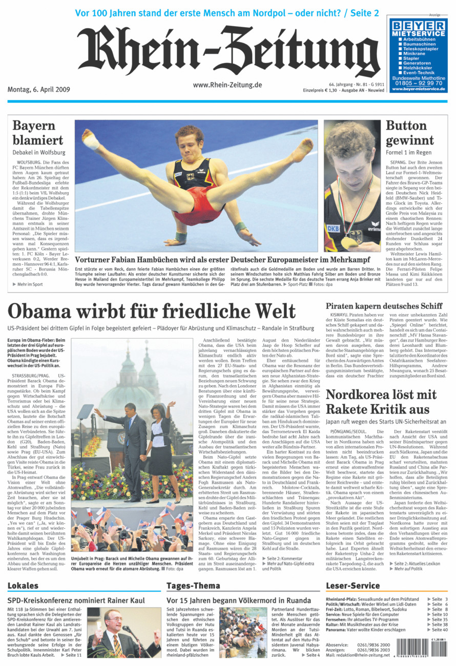 Rhein-Zeitung Kreis Neuwied vom Montag, 06.04.2009