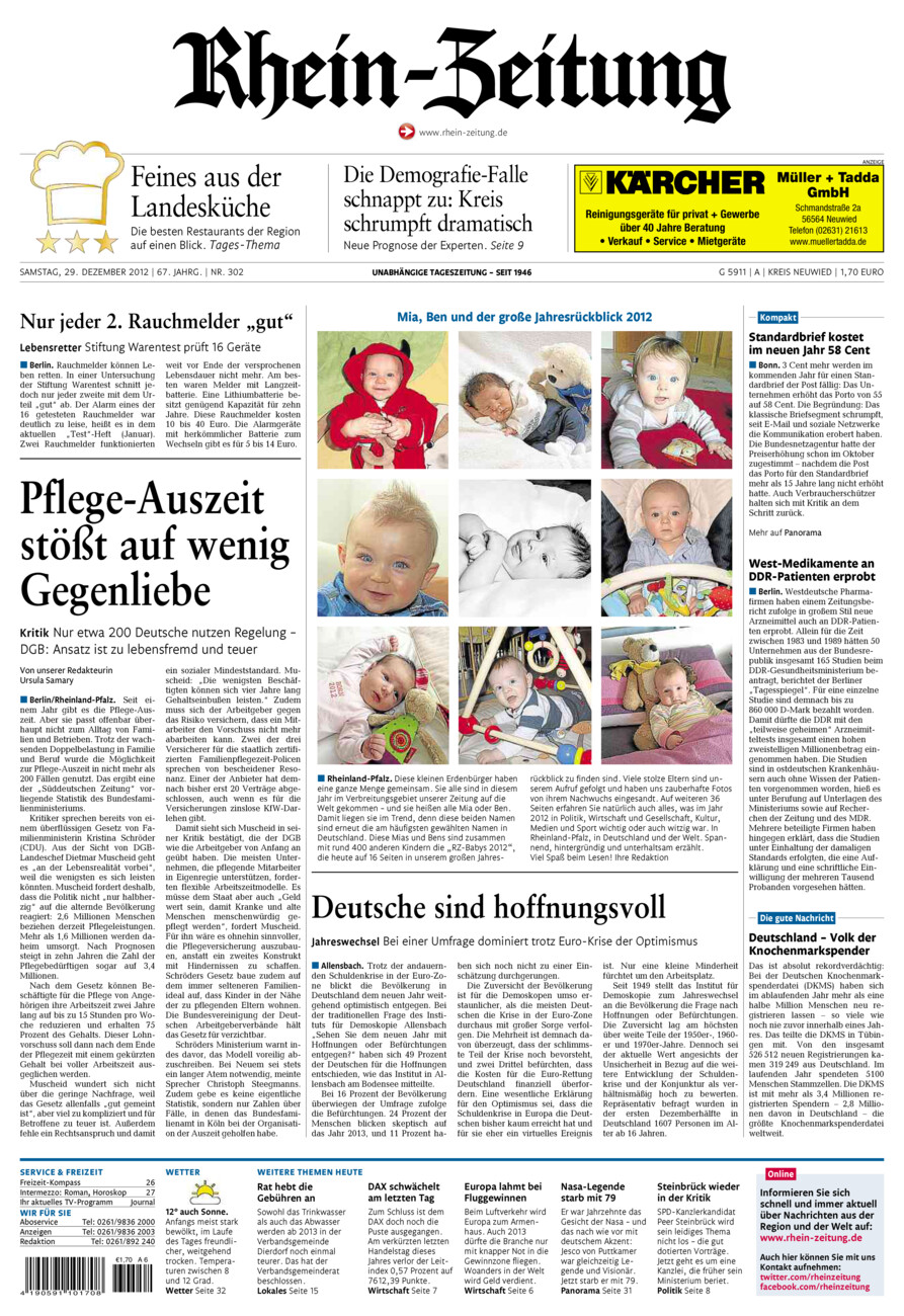 Rhein-Zeitung Kreis Neuwied vom Samstag, 29.12.2012