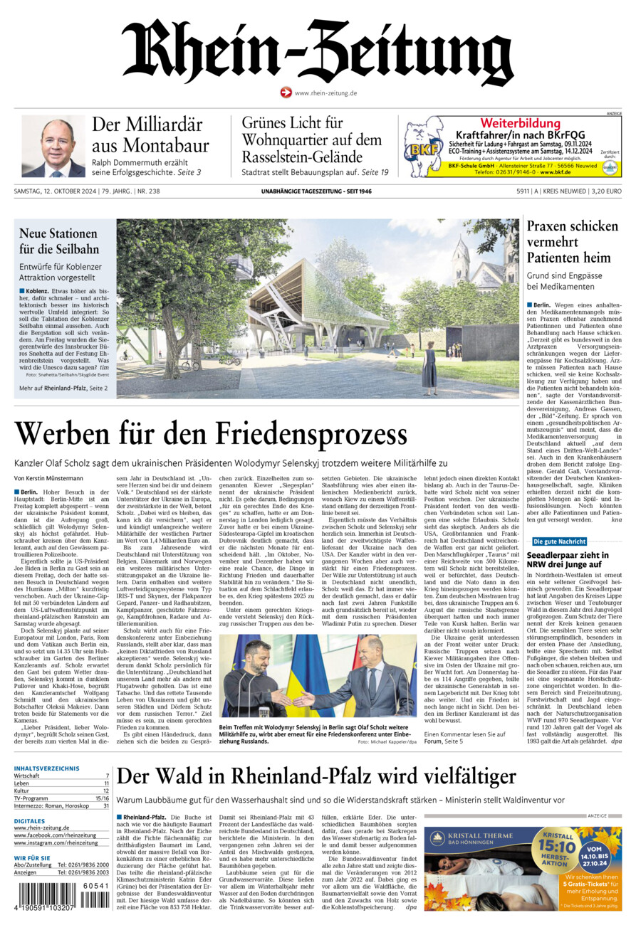 Rhein-Zeitung Kreis Neuwied vom Samstag, 12.10.2024