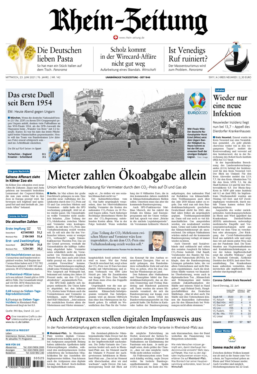 Rhein-Zeitung Kreis Neuwied vom Mittwoch, 23.06.2021