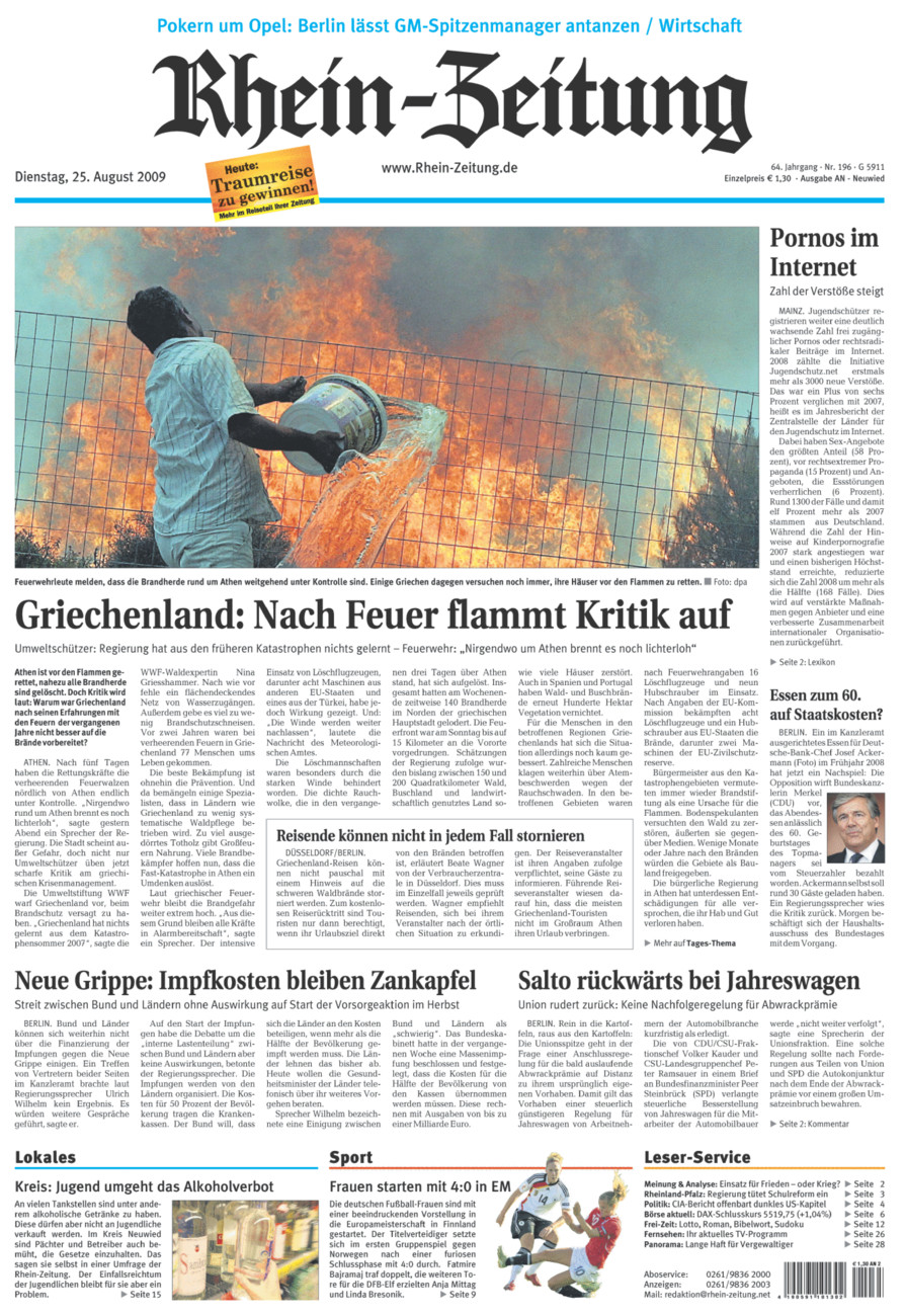 Rhein-Zeitung Kreis Neuwied vom Dienstag, 25.08.2009