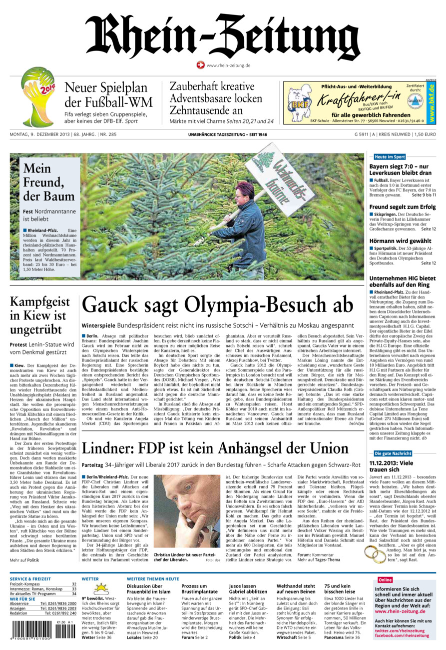 Rhein-Zeitung Kreis Neuwied vom Montag, 09.12.2013