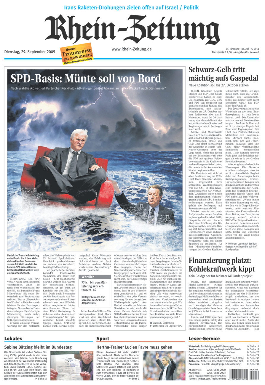 Rhein-Zeitung Kreis Neuwied vom Dienstag, 29.09.2009