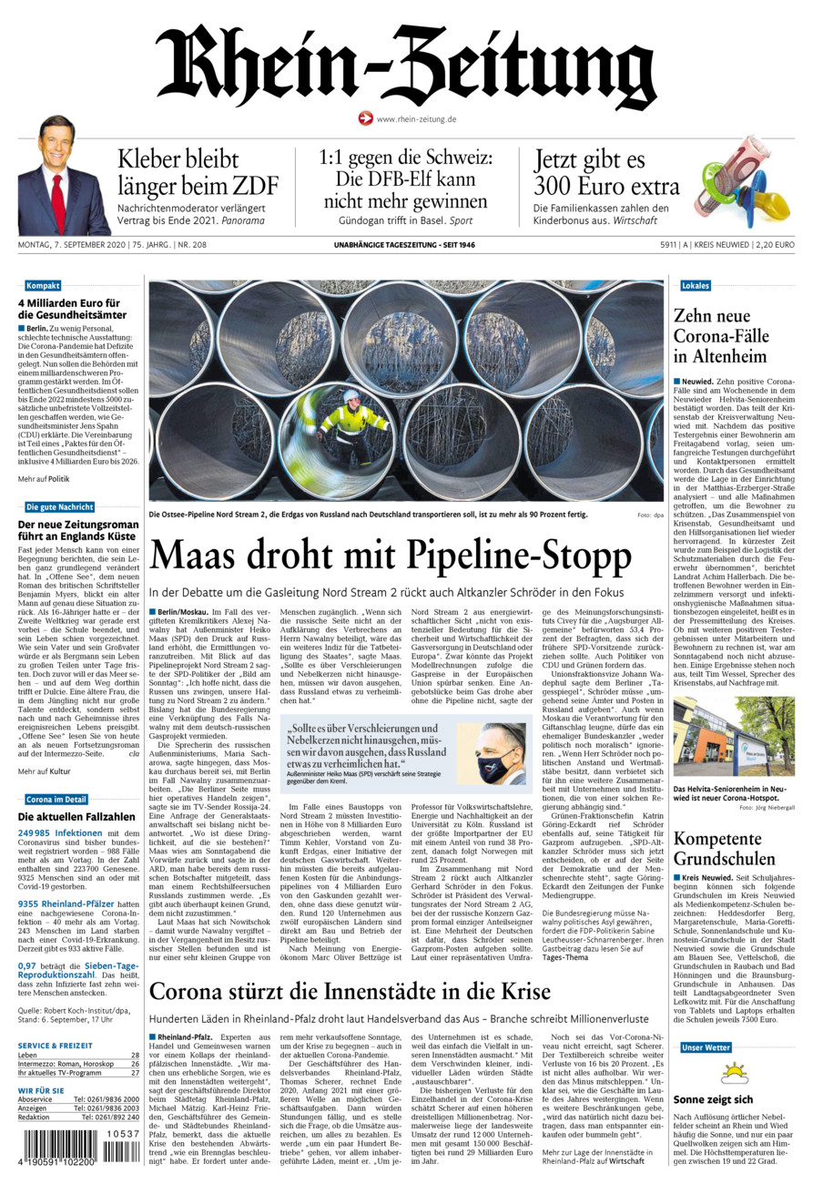 Rhein-Zeitung Kreis Neuwied vom Montag, 07.09.2020
