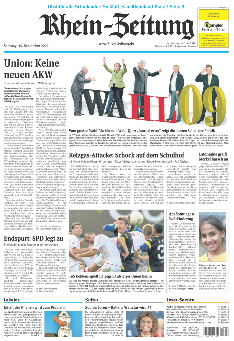 Rhein-Zeitung Kreis Neuwied vom Samstag, 19.09.2009
