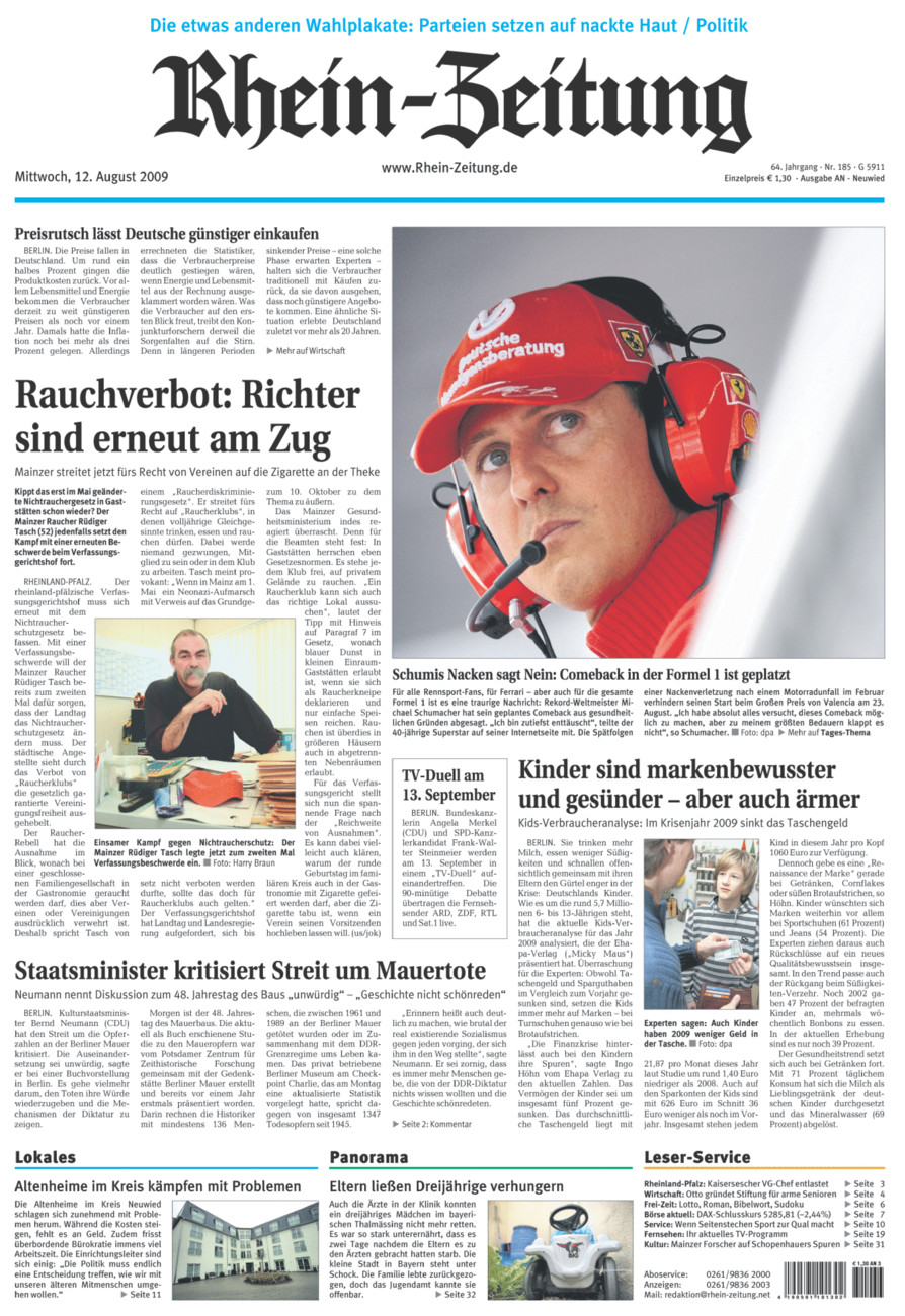 Rhein-Zeitung Kreis Neuwied vom Mittwoch, 12.08.2009