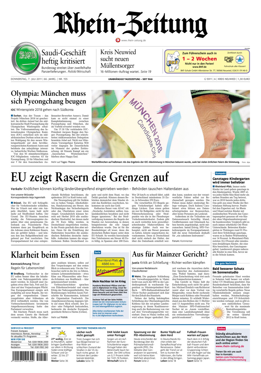 Rhein-Zeitung Kreis Neuwied vom Donnerstag, 07.07.2011