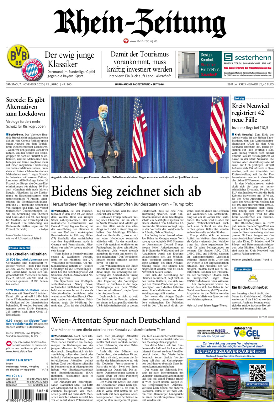 Rhein-Zeitung Kreis Neuwied vom Samstag, 07.11.2020
