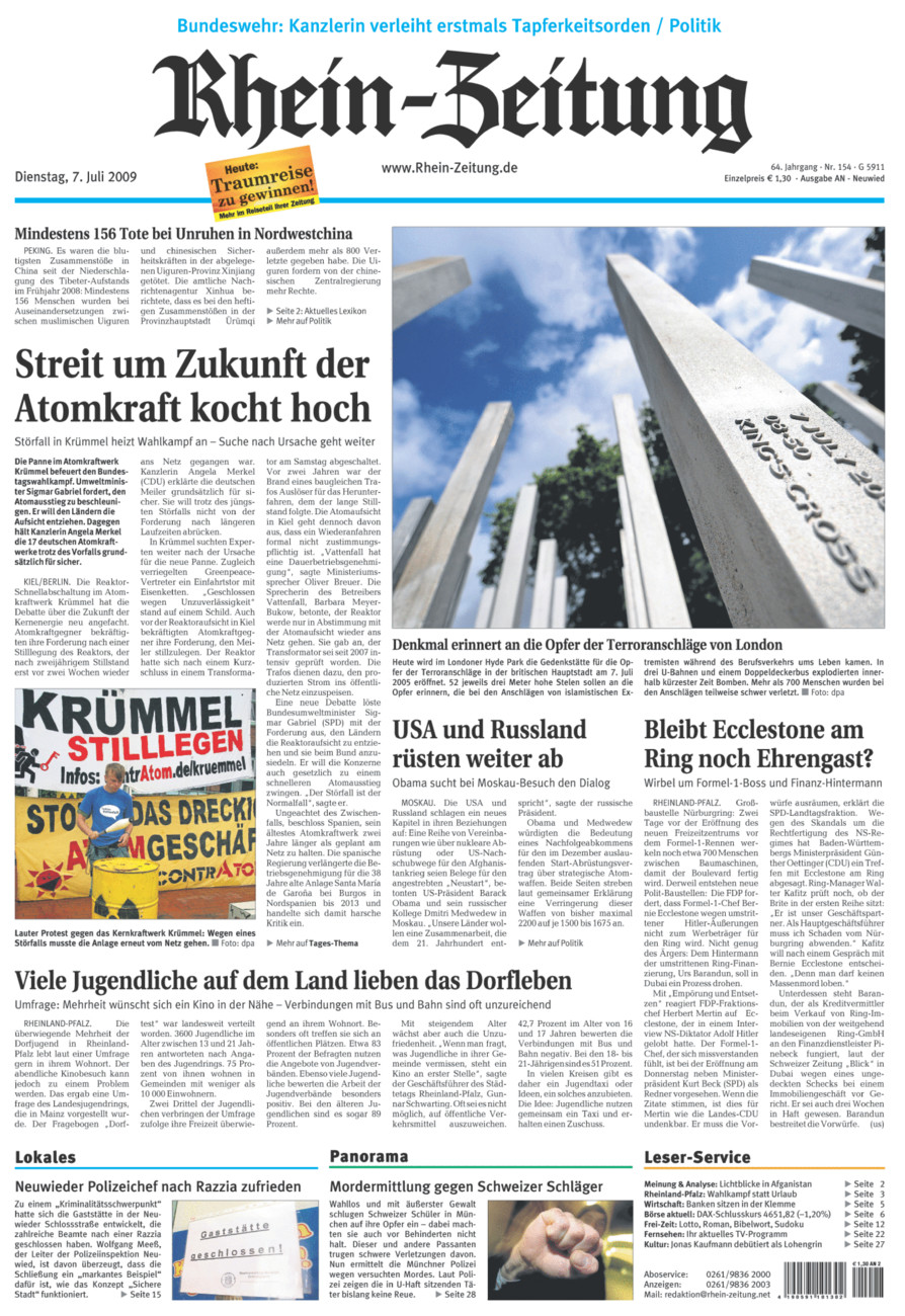 Rhein-Zeitung Kreis Neuwied vom Dienstag, 07.07.2009