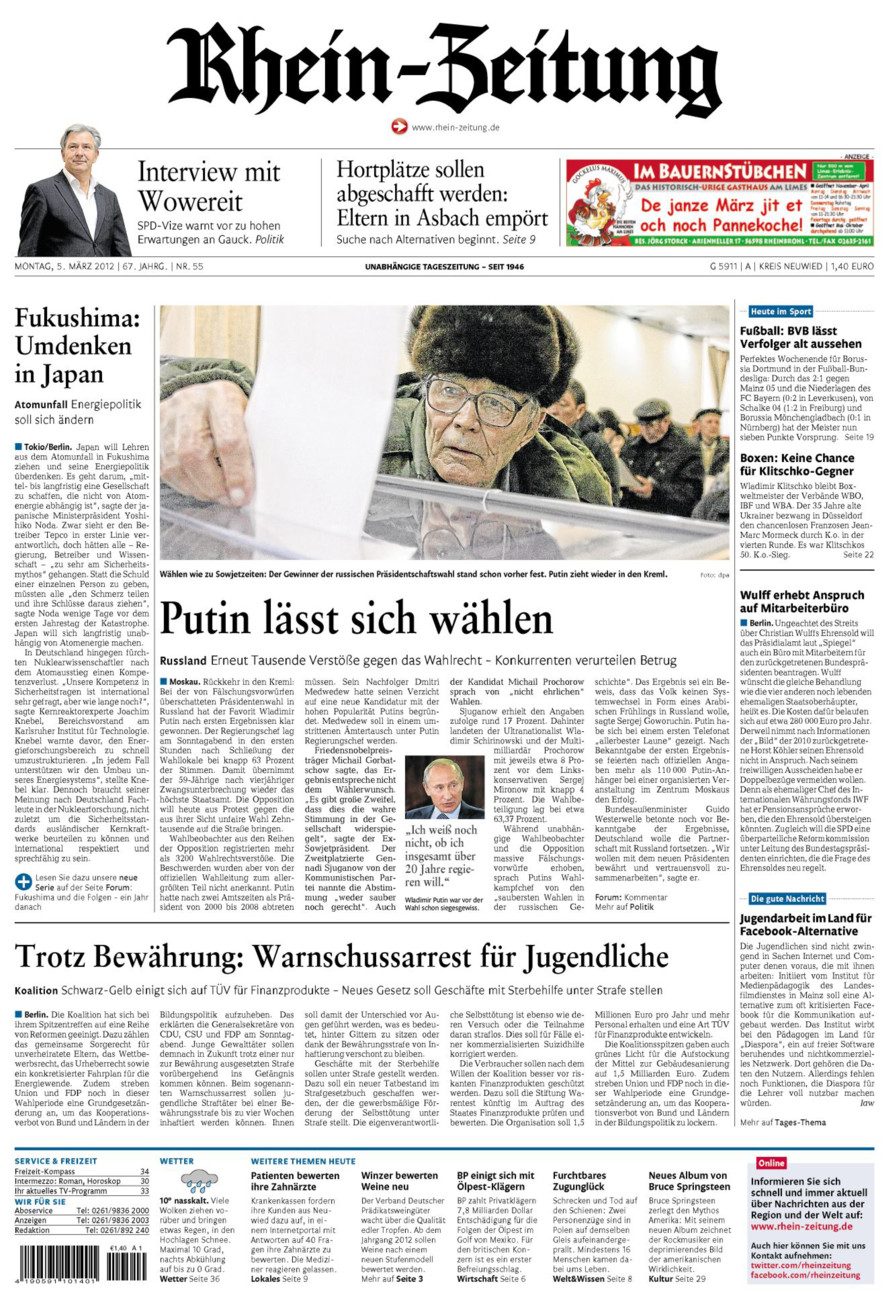 Rhein-Zeitung Kreis Neuwied vom Montag, 05.03.2012