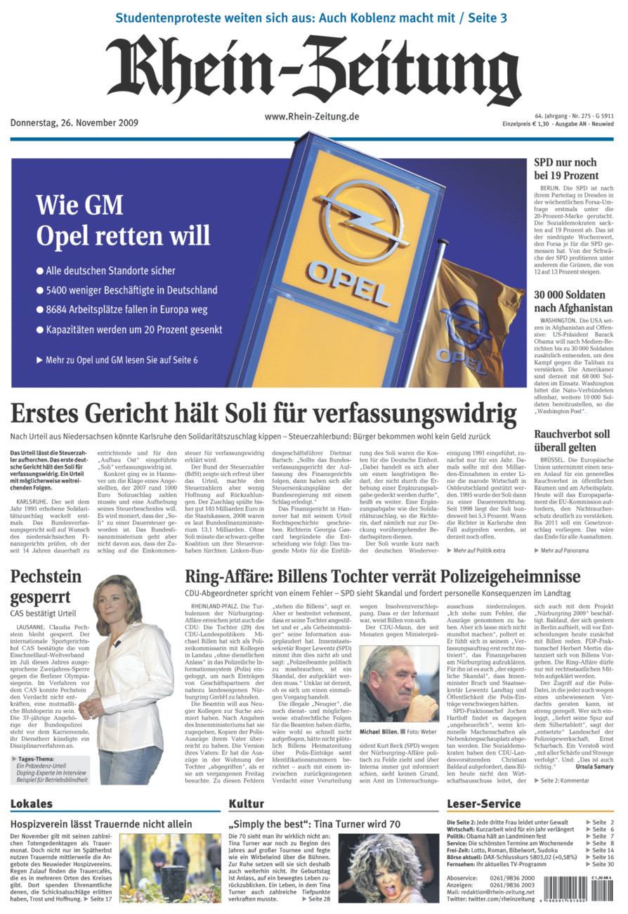 Rhein-Zeitung Kreis Neuwied vom Donnerstag, 26.11.2009