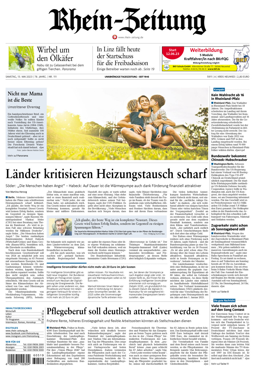 Rhein-Zeitung Kreis Neuwied vom Samstag, 13.05.2023