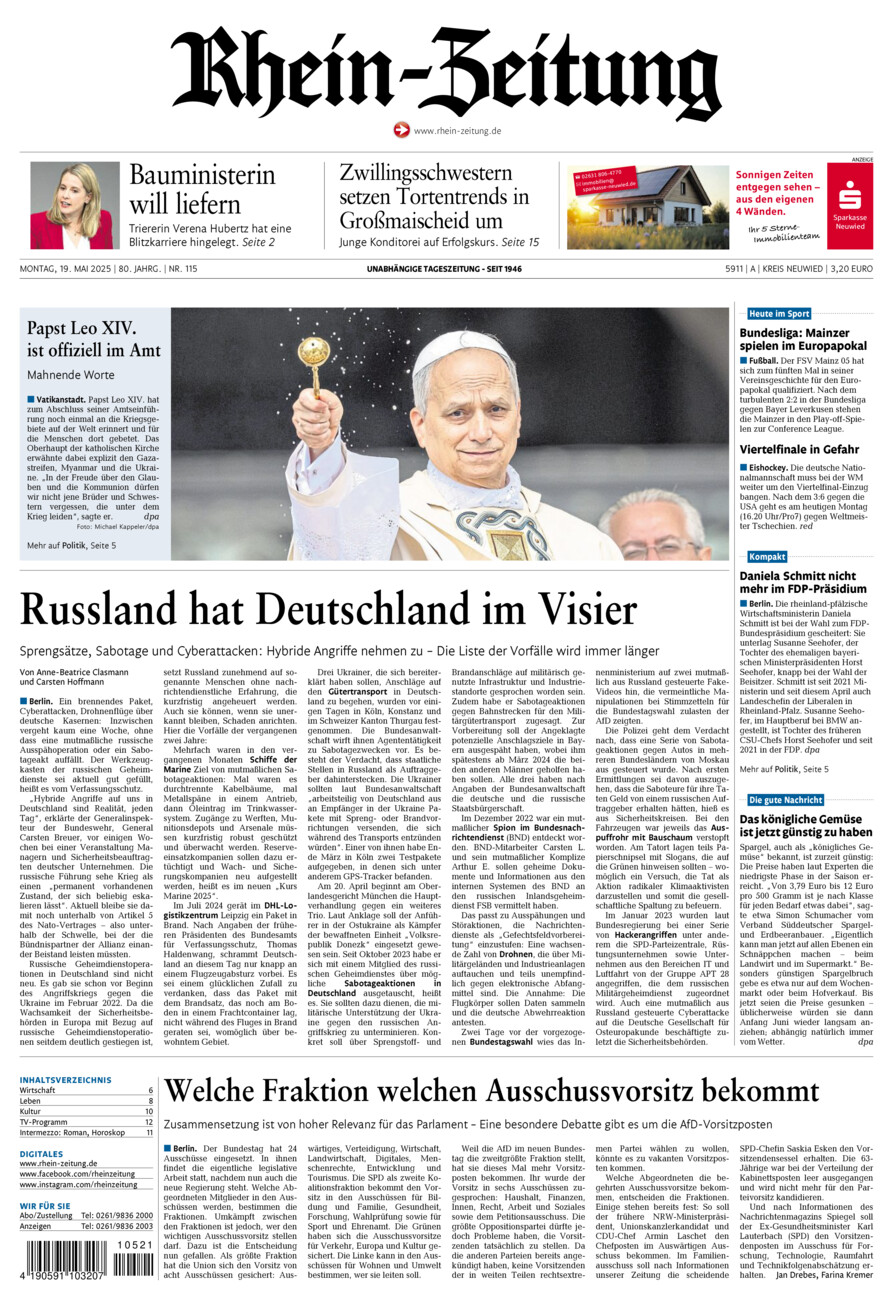 Rhein-Zeitung Kreis Neuwied vom Montag, 19.05.2025