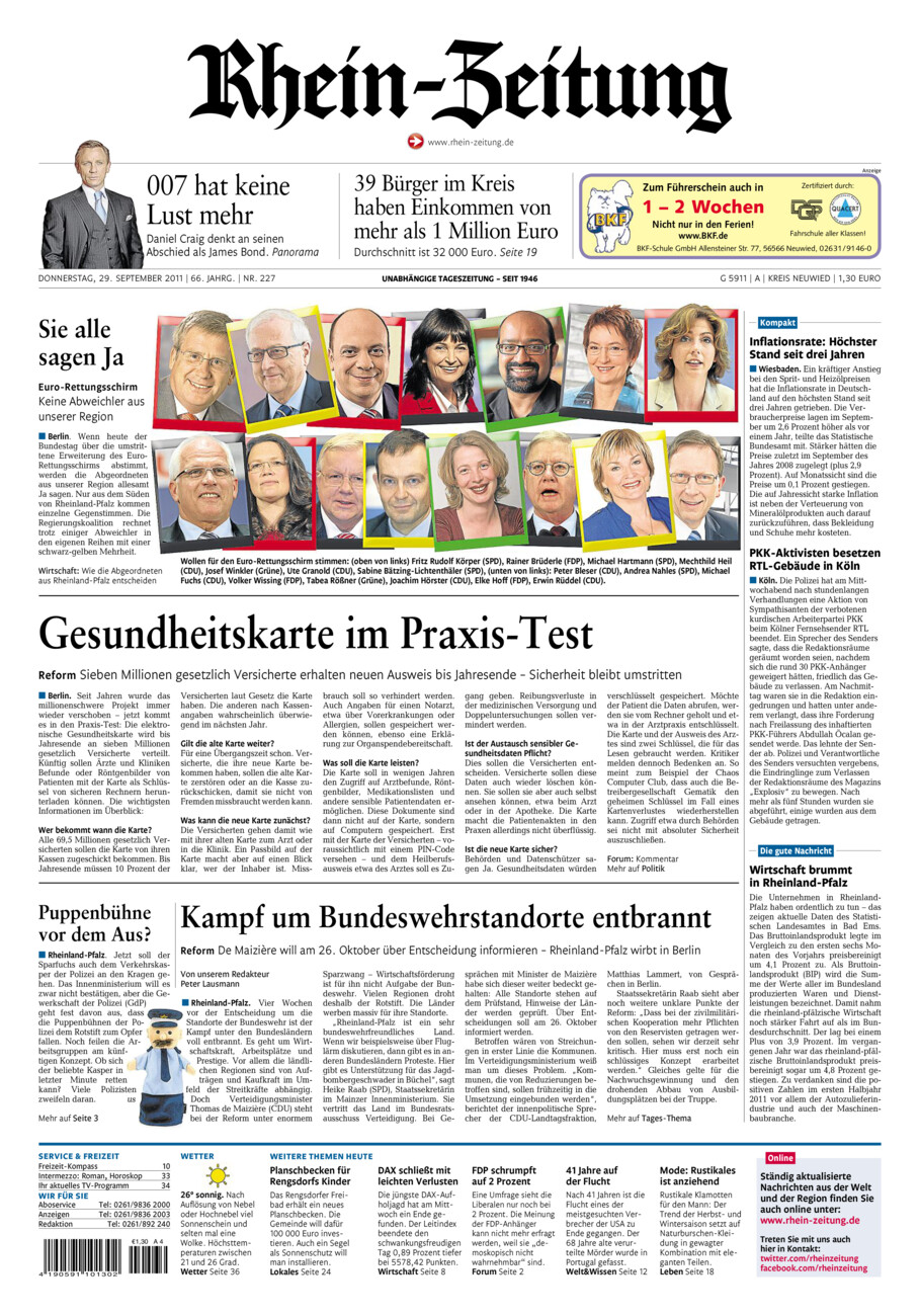 Rhein-Zeitung Kreis Neuwied vom Donnerstag, 29.09.2011