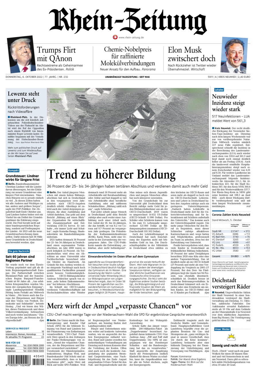 Rhein-Zeitung Kreis Neuwied vom Donnerstag, 06.10.2022