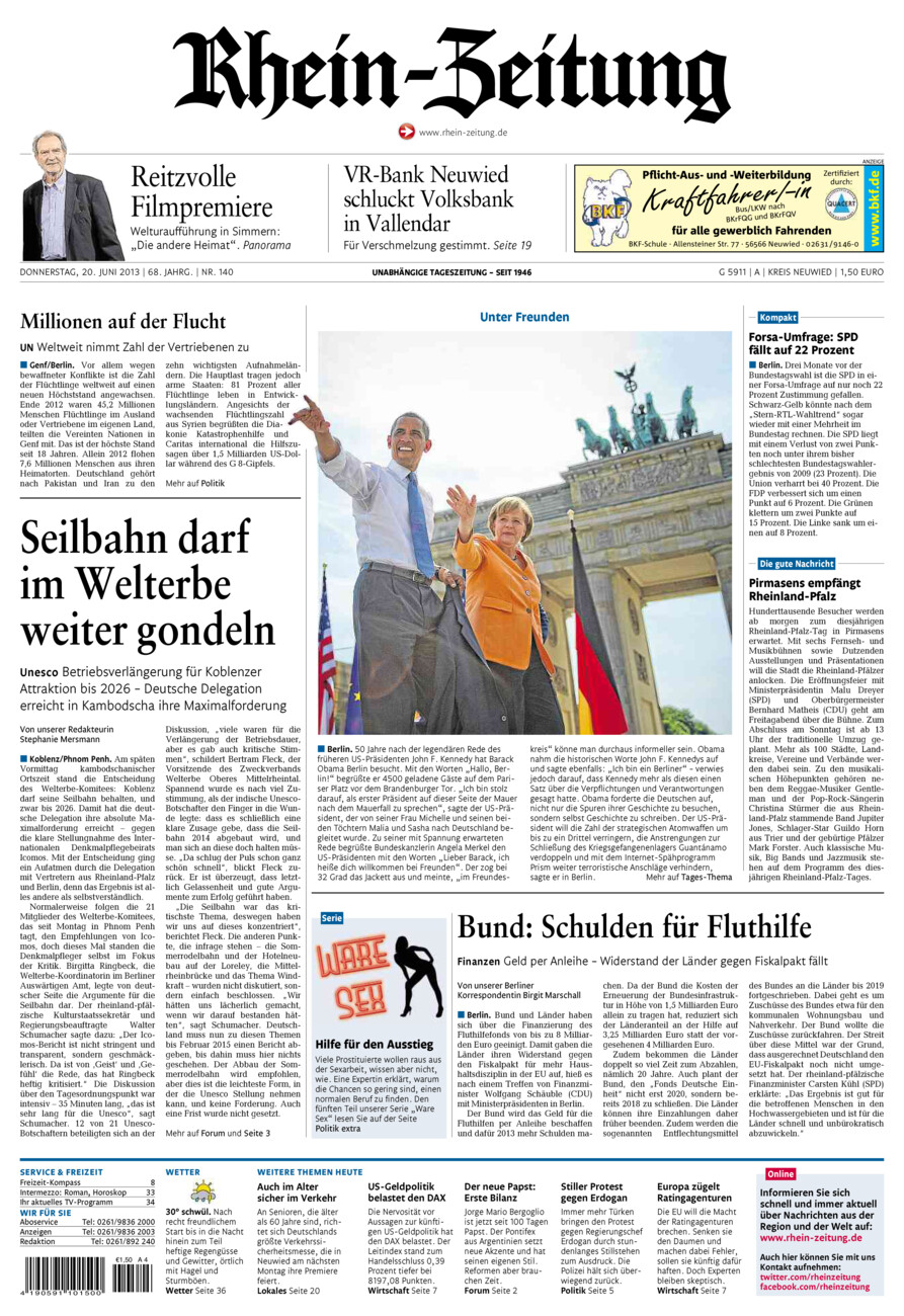 Rhein-Zeitung Kreis Neuwied vom Donnerstag, 20.06.2013