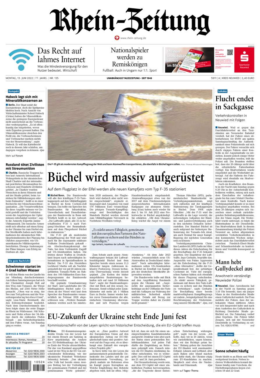 Rhein-Zeitung Kreis Neuwied vom Montag, 13.06.2022
