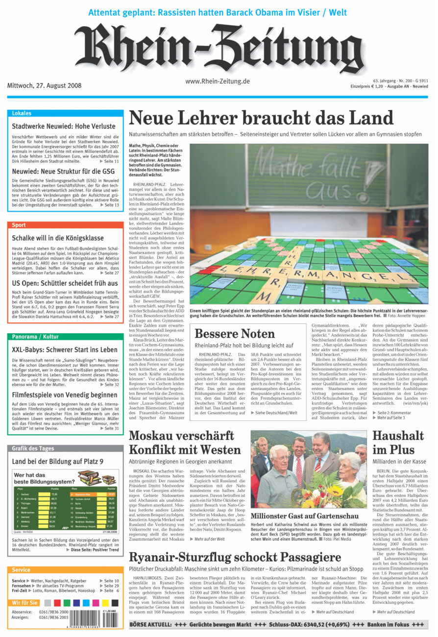 Rhein-Zeitung Kreis Neuwied vom Mittwoch, 27.08.2008
