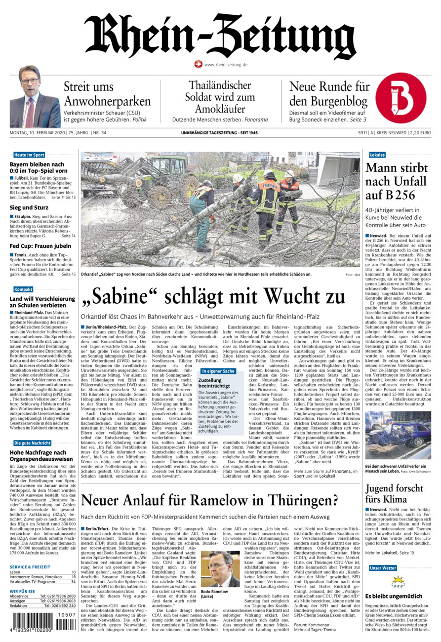 Rhein-Zeitung Kreis Neuwied vom Montag, 10.02.2020