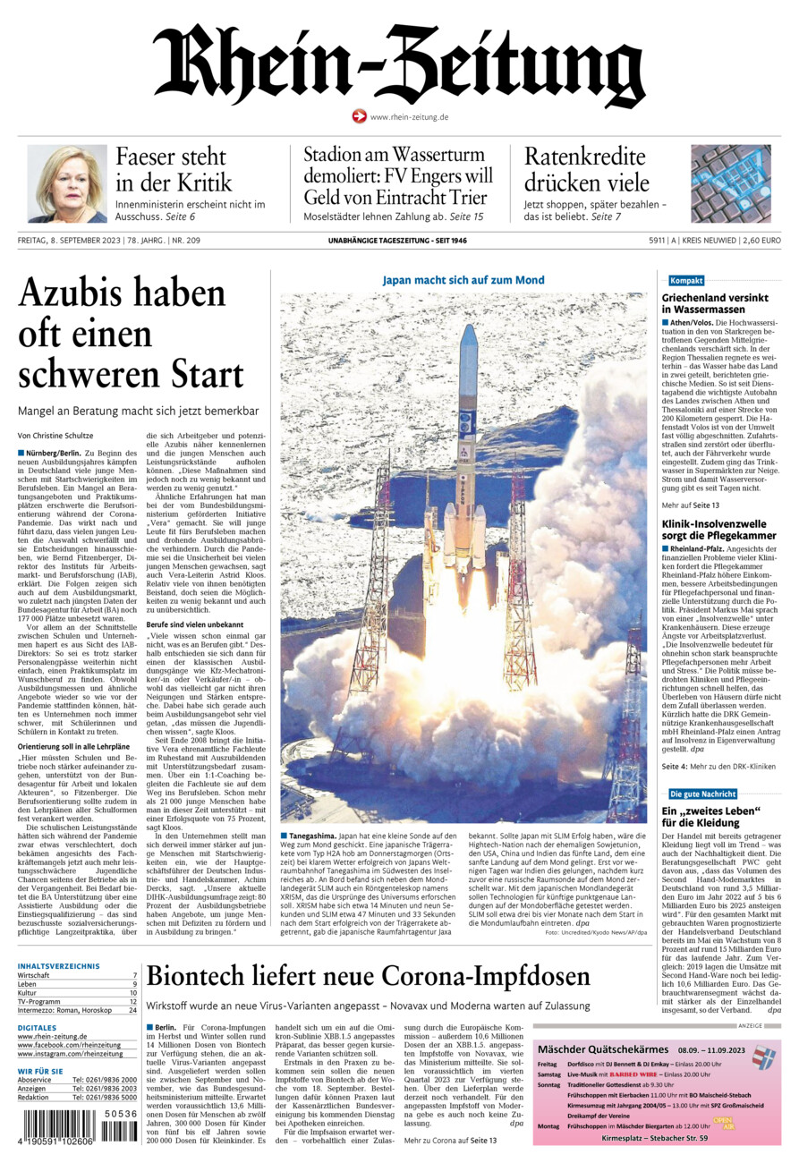 Rhein-Zeitung Kreis Neuwied vom Freitag, 08.09.2023