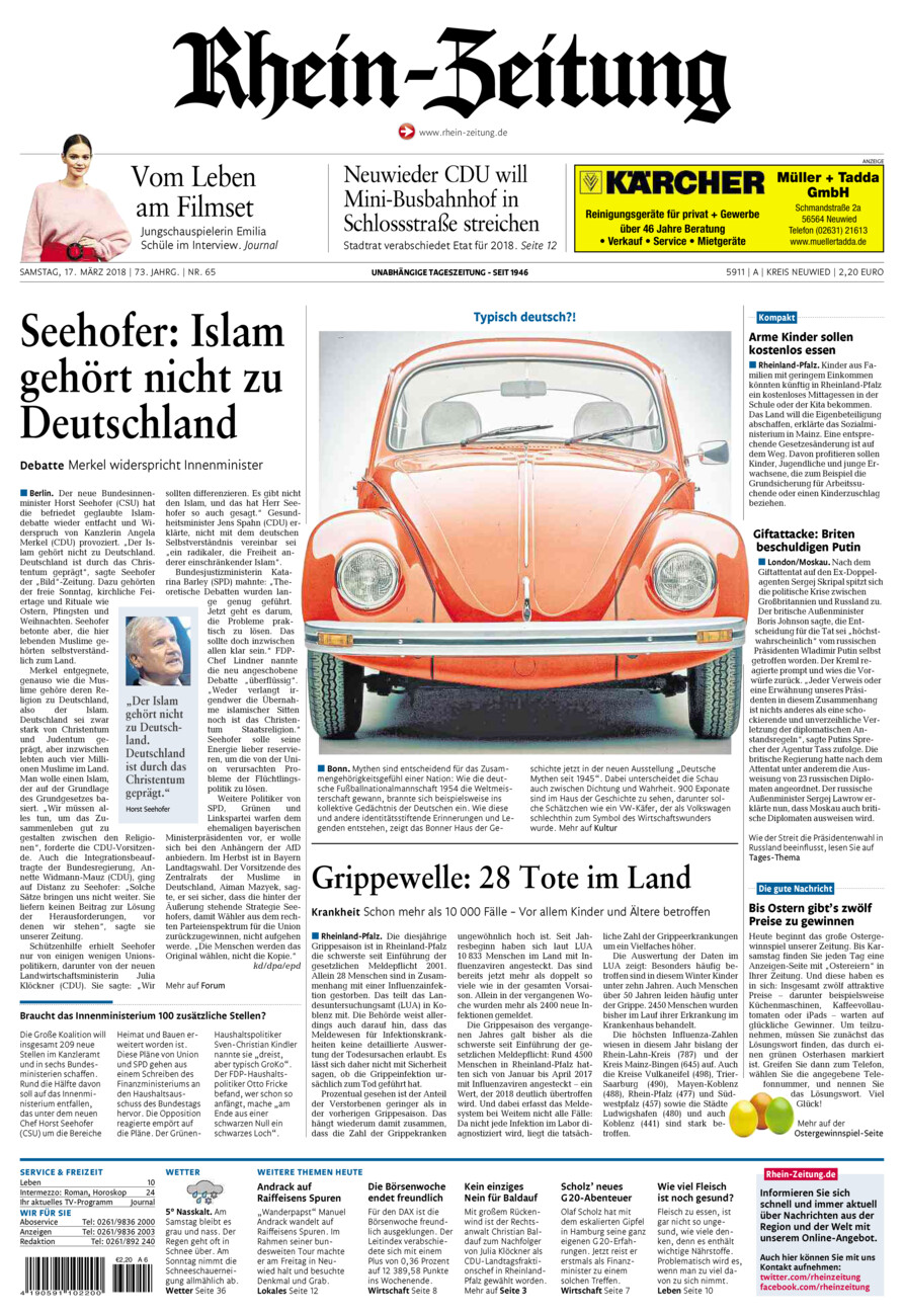 Rhein-Zeitung Kreis Neuwied vom Samstag, 17.03.2018