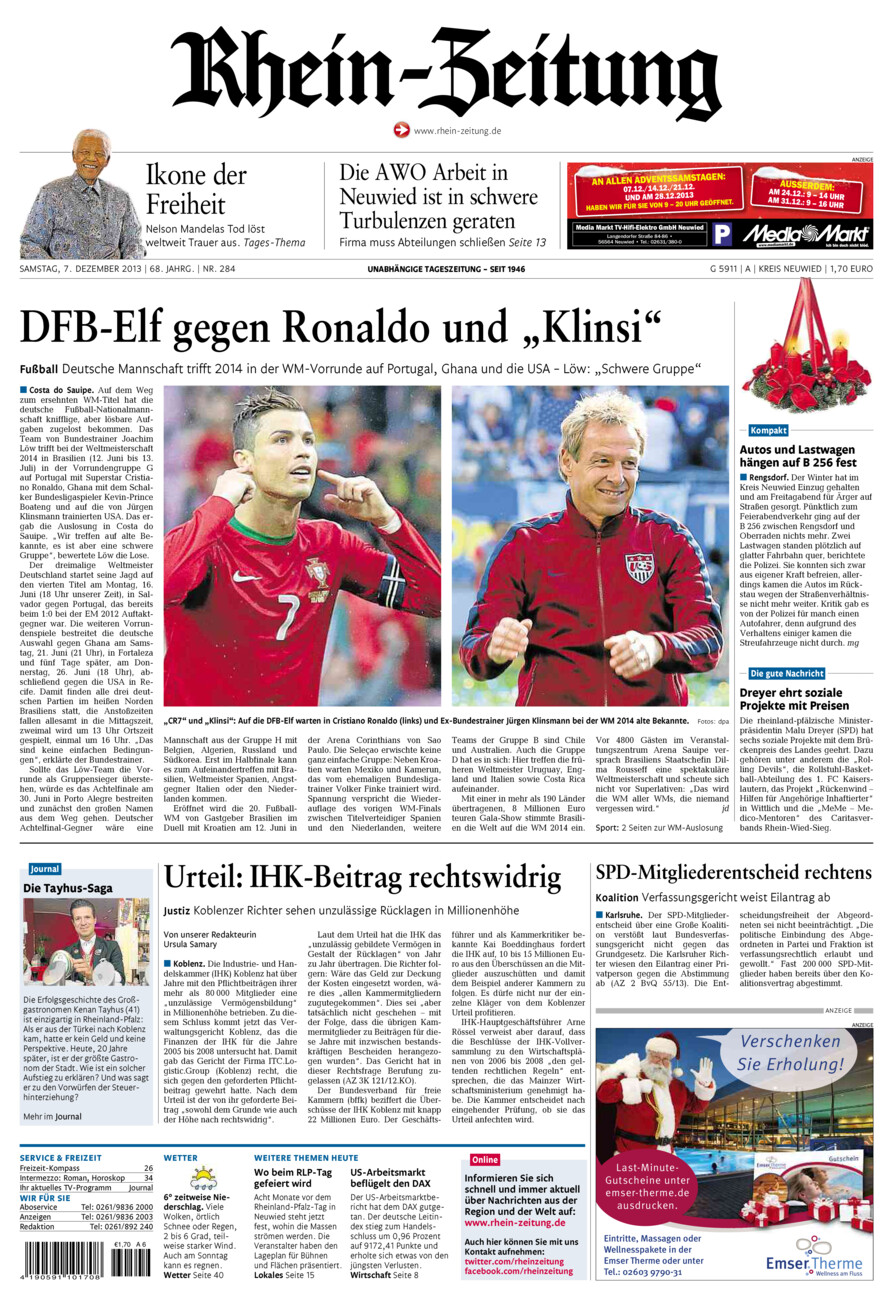 Rhein-Zeitung Kreis Neuwied vom Samstag, 07.12.2013