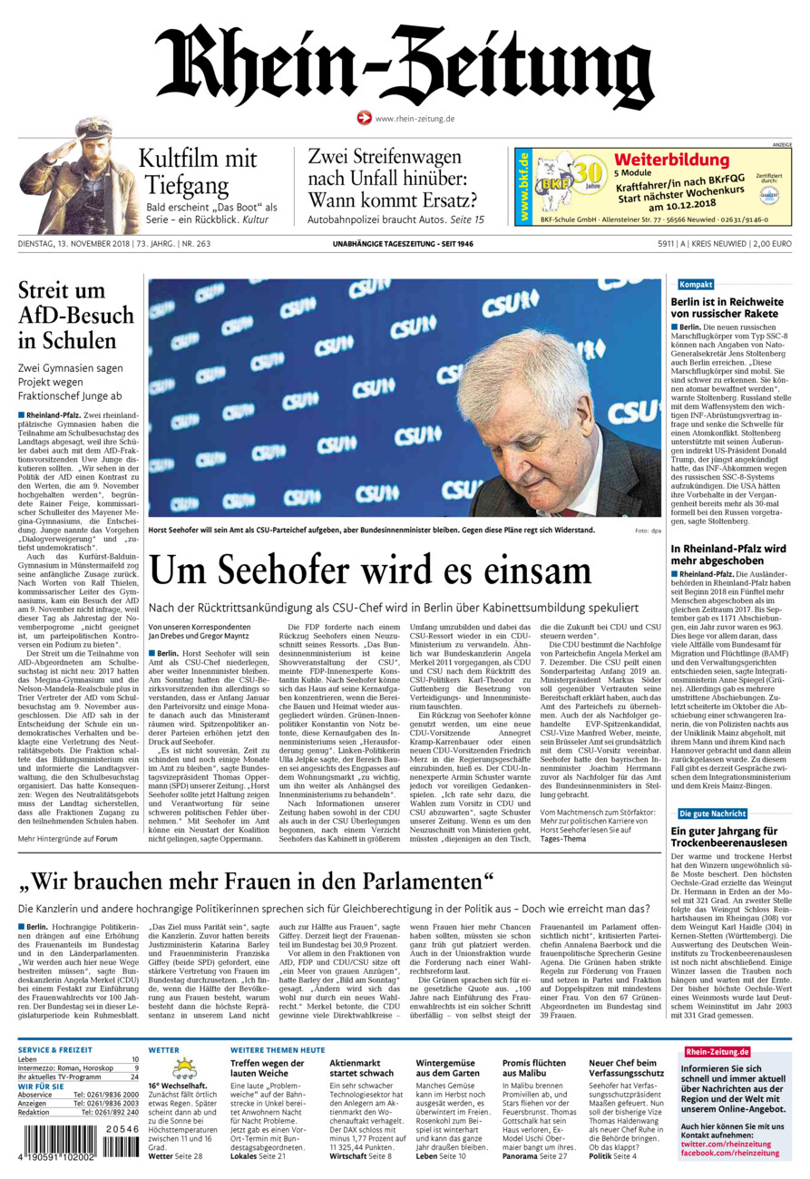 Rhein-Zeitung Kreis Neuwied vom Dienstag, 13.11.2018