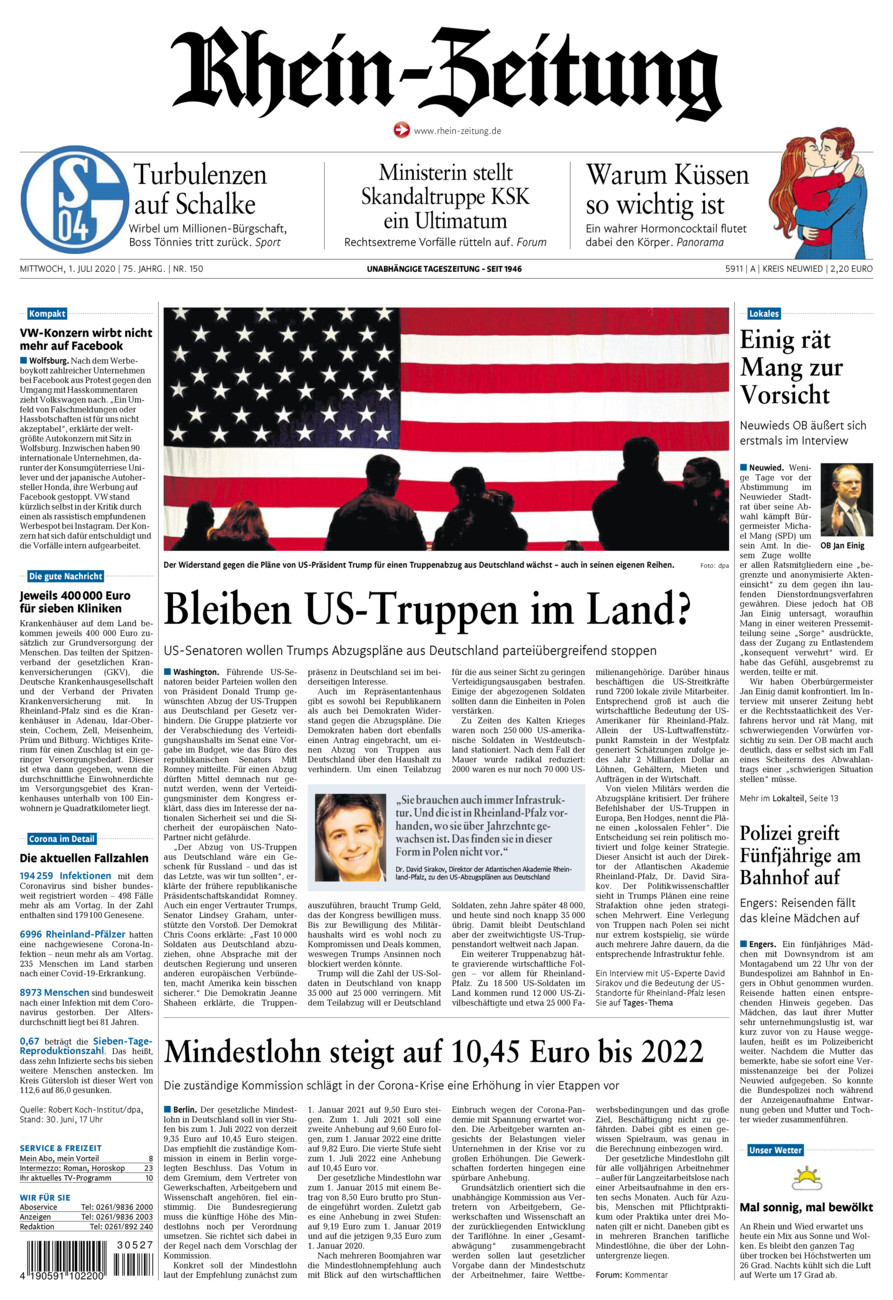 Rhein-Zeitung Kreis Neuwied vom Mittwoch, 01.07.2020