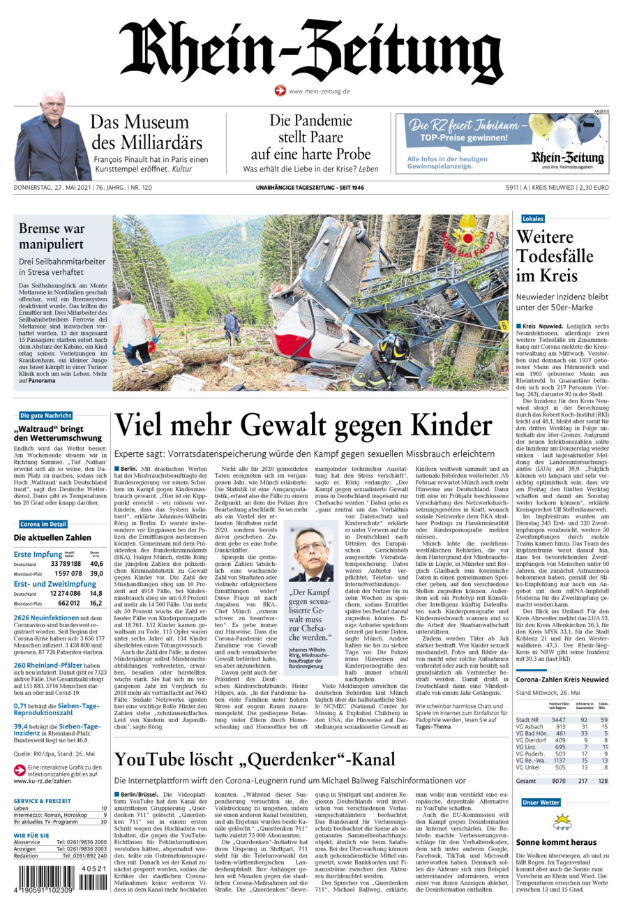 Rhein-Zeitung Kreis Neuwied vom Donnerstag, 27.05.2021