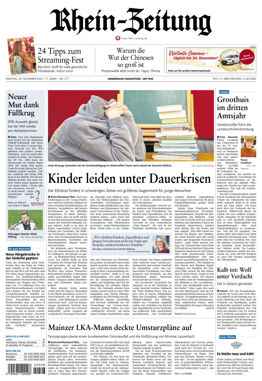 Rhein-Zeitung Kreis Neuwied vom Dienstag, 29.11.2022