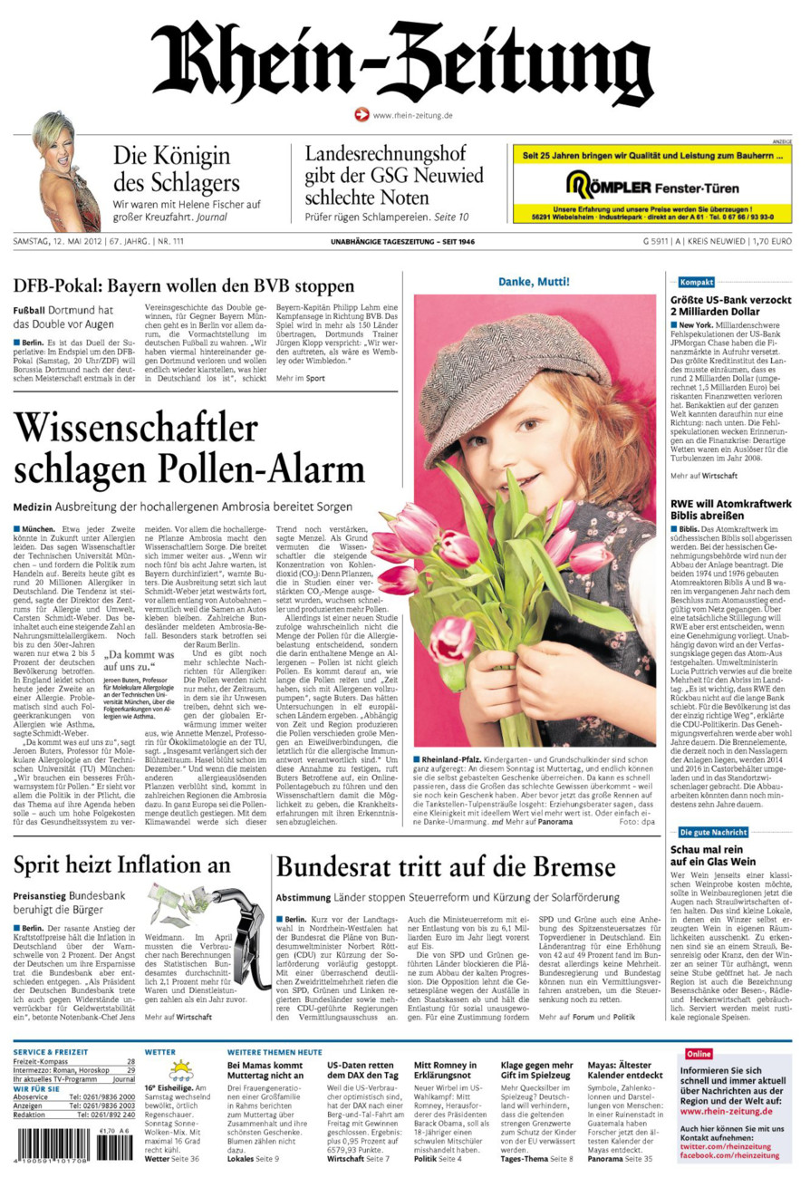 Rhein-Zeitung Kreis Neuwied vom Samstag, 12.05.2012