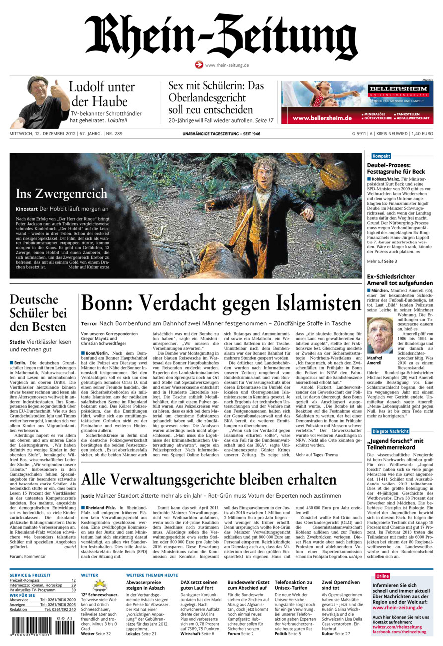 Rhein-Zeitung Kreis Neuwied vom Mittwoch, 12.12.2012