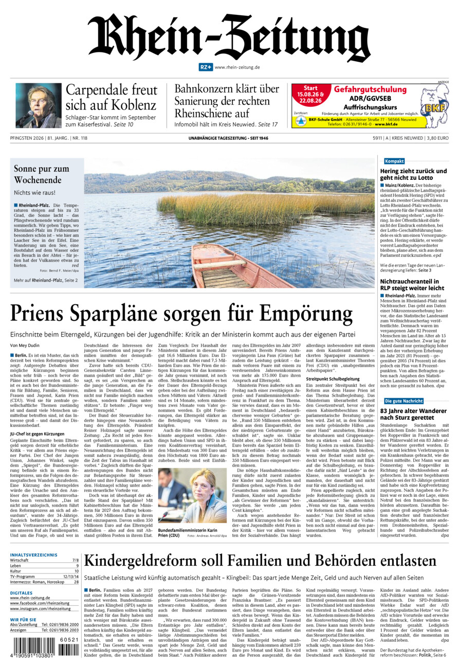 Rhein-Zeitung Kreis Neuwied vom Samstag, 23.05.2026